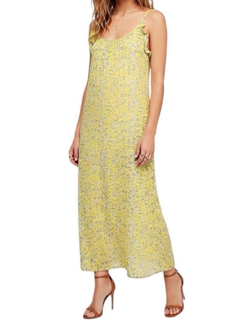 Who What Wear Yellow Floral Maxi Dress